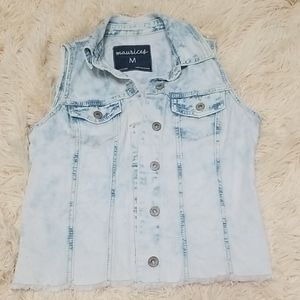 White wash denim vest